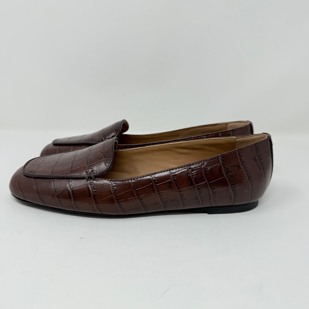 New Aquatalia Judie Luxe Croc Embossed Flat In Brown Sz 7 - Picture 7 of 15